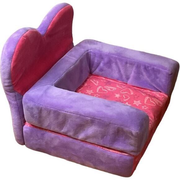 BAB Build A Bear Pink Purple Love Heart Arm Chair Fold Down Bed - Picture 7 of 10